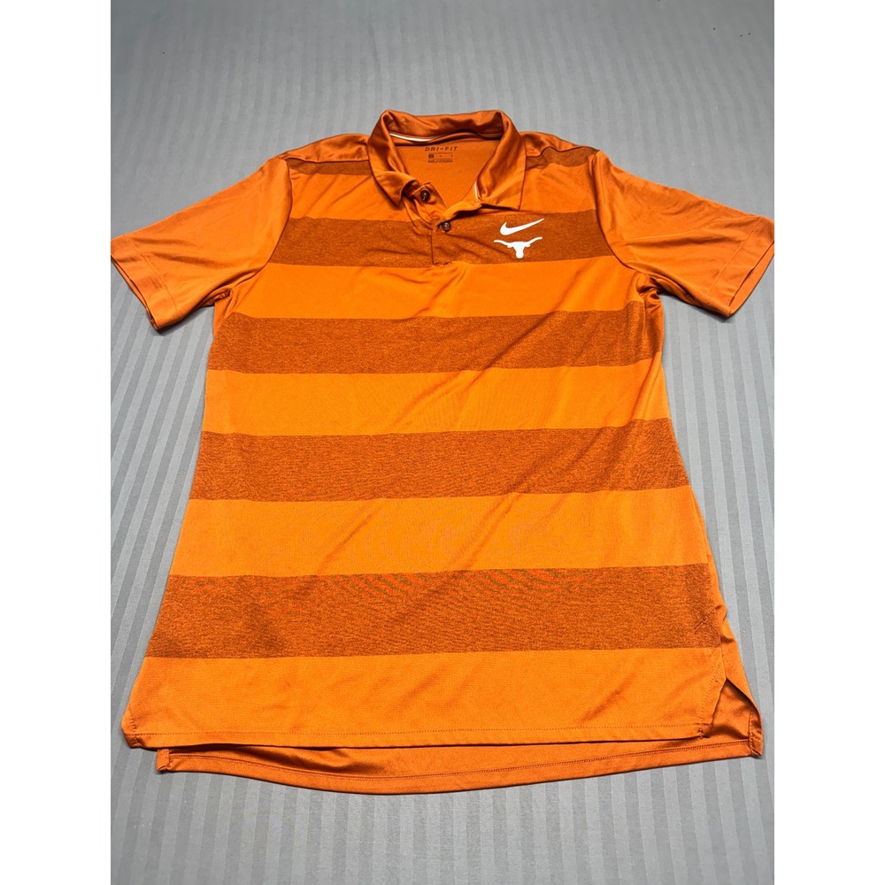 Nike Texas Longhorns Dri-FIT Polo Shirt Mens Medium Burnt Orange Striped Golf